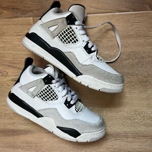 💯Jordan 4 Retro Military Black-  kids